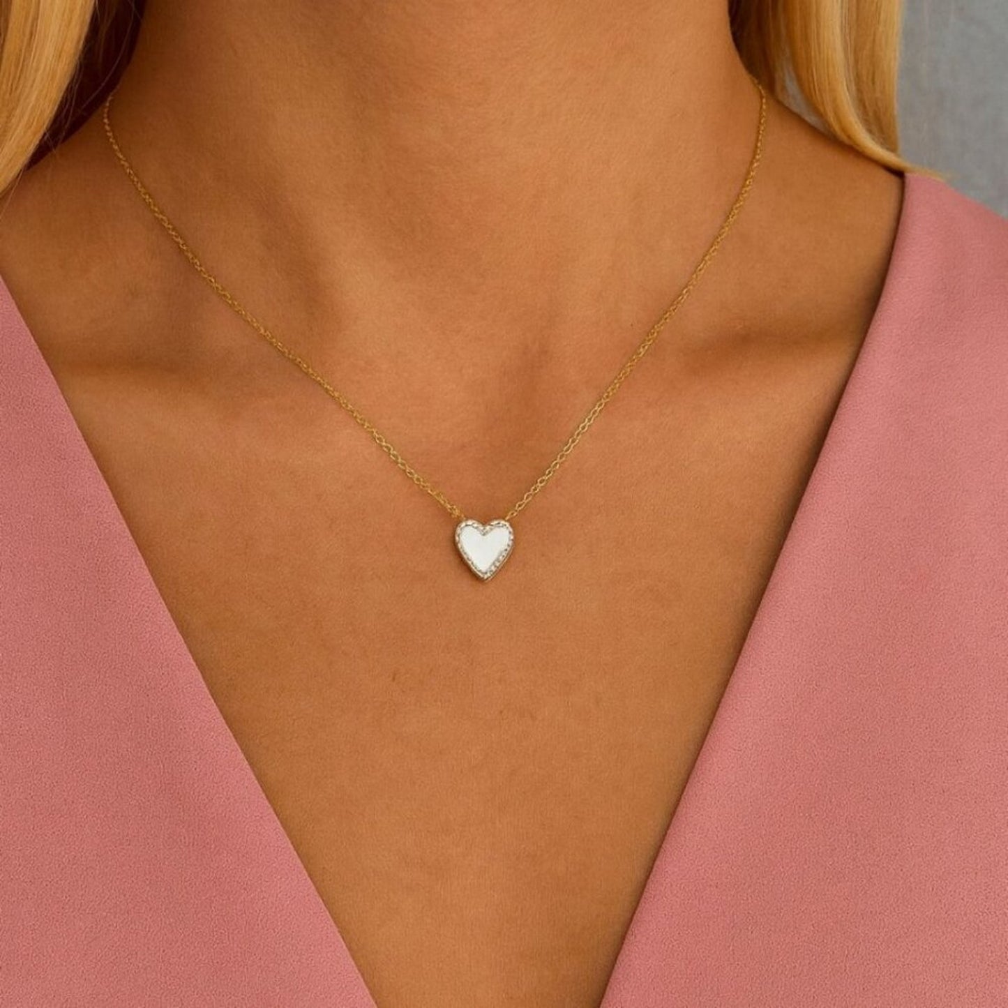 "Alessia" Pearlescent Heart Necklace