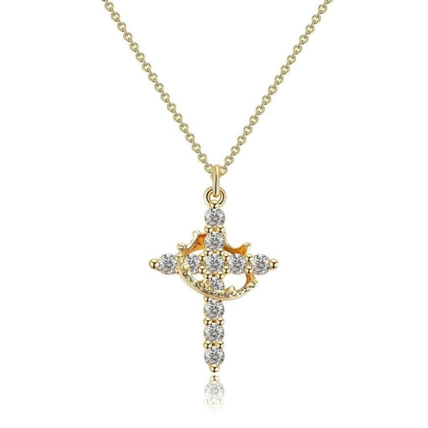 Royal Cross Crown Necklace Stainless Steel