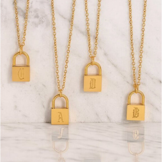 "Jenni" Monogram Lock Necklace