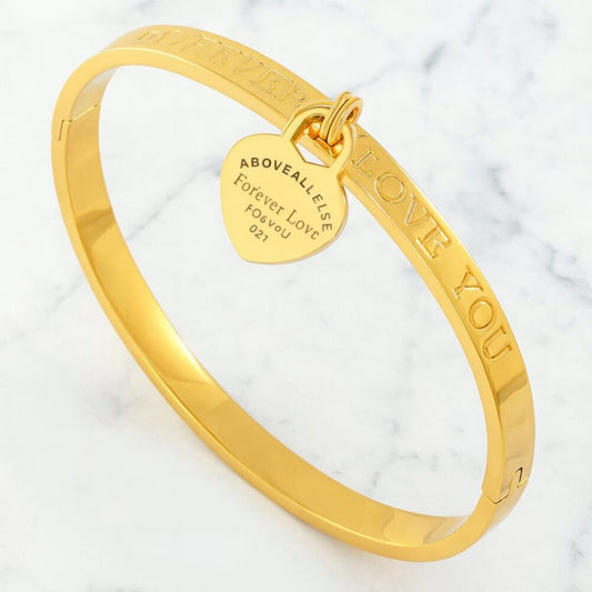 "Sabrina" Waterproof Heart Charm Cuff Bracelet