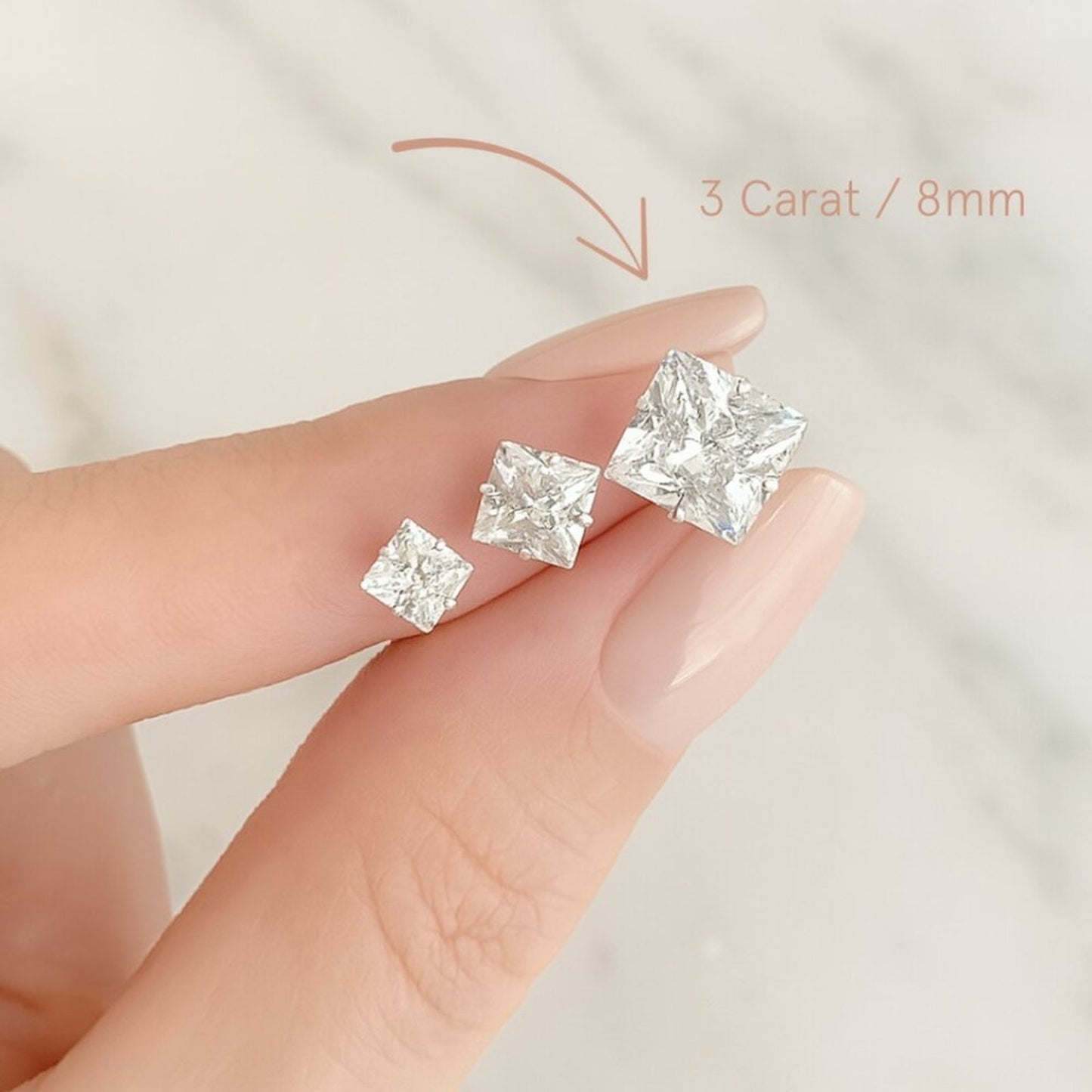 "Briella" 925 Sterling Silver 3 Carat Stud Earrings