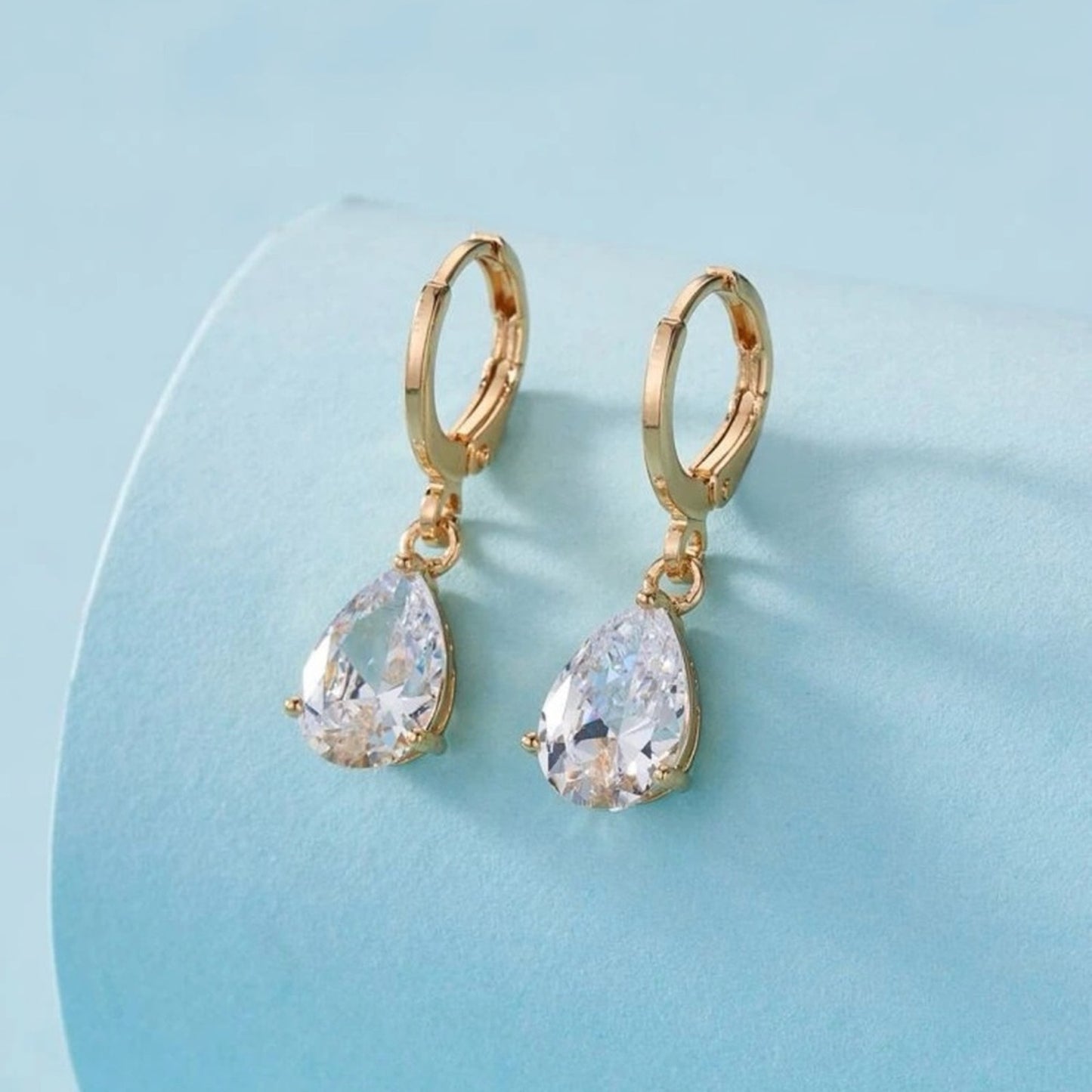 “Bethany” Teardrop Gold Plated Bling Earrings