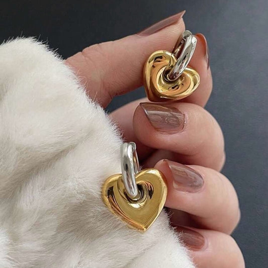REVOLVE LoveLock - Two Toned Heart Earrings