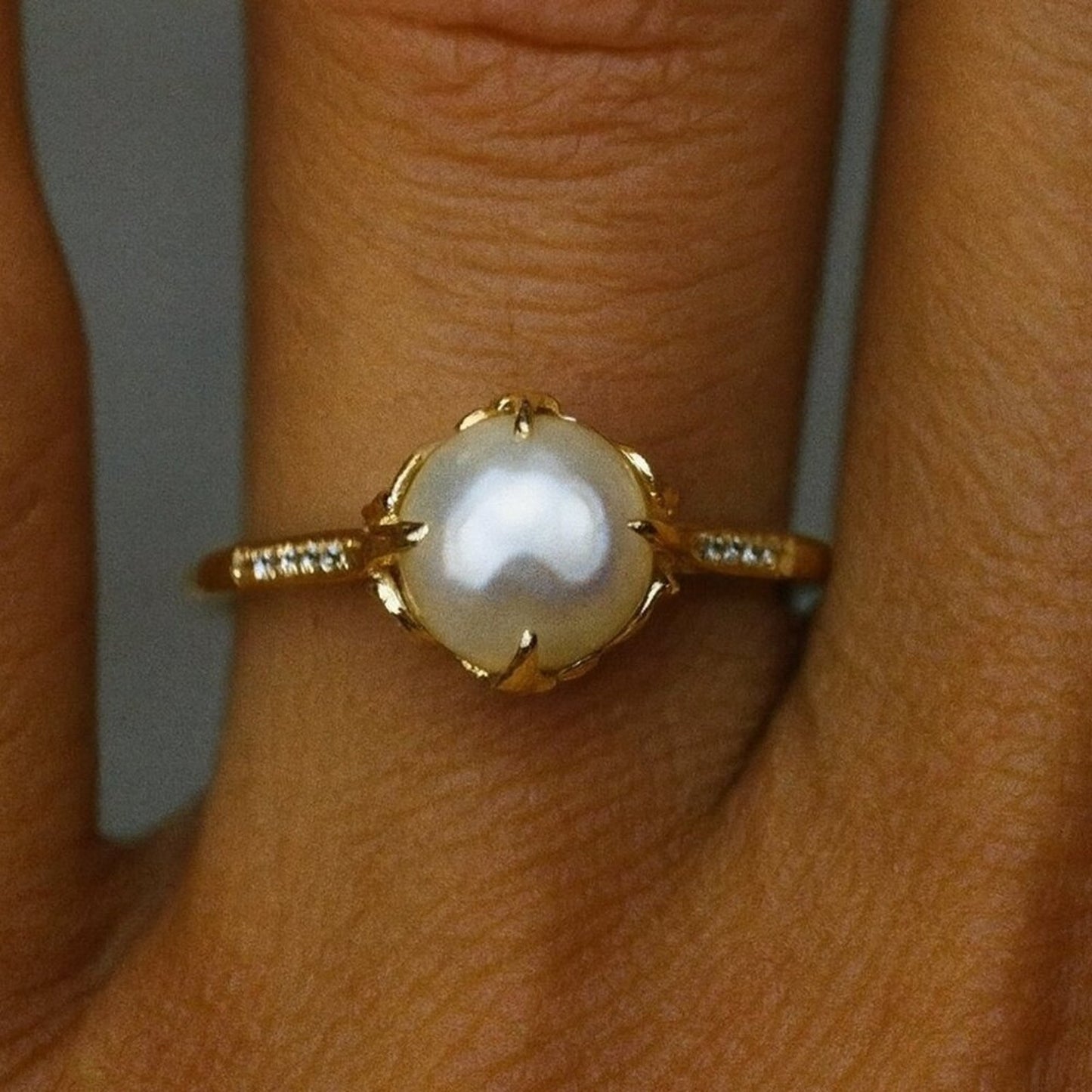 “Gwendolyn” Pearl Ring Gold OR Silver
