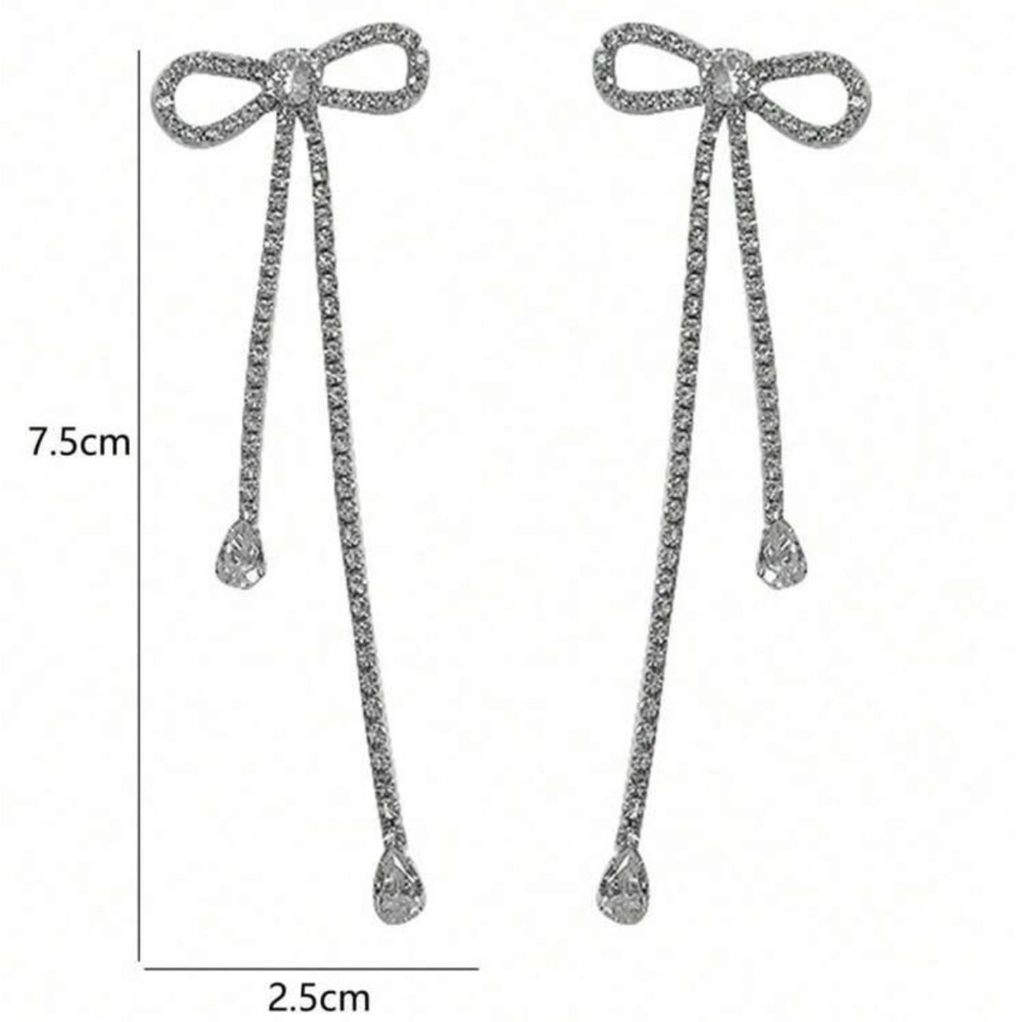 “Bridget”  Bling Bow Silver Earrings
