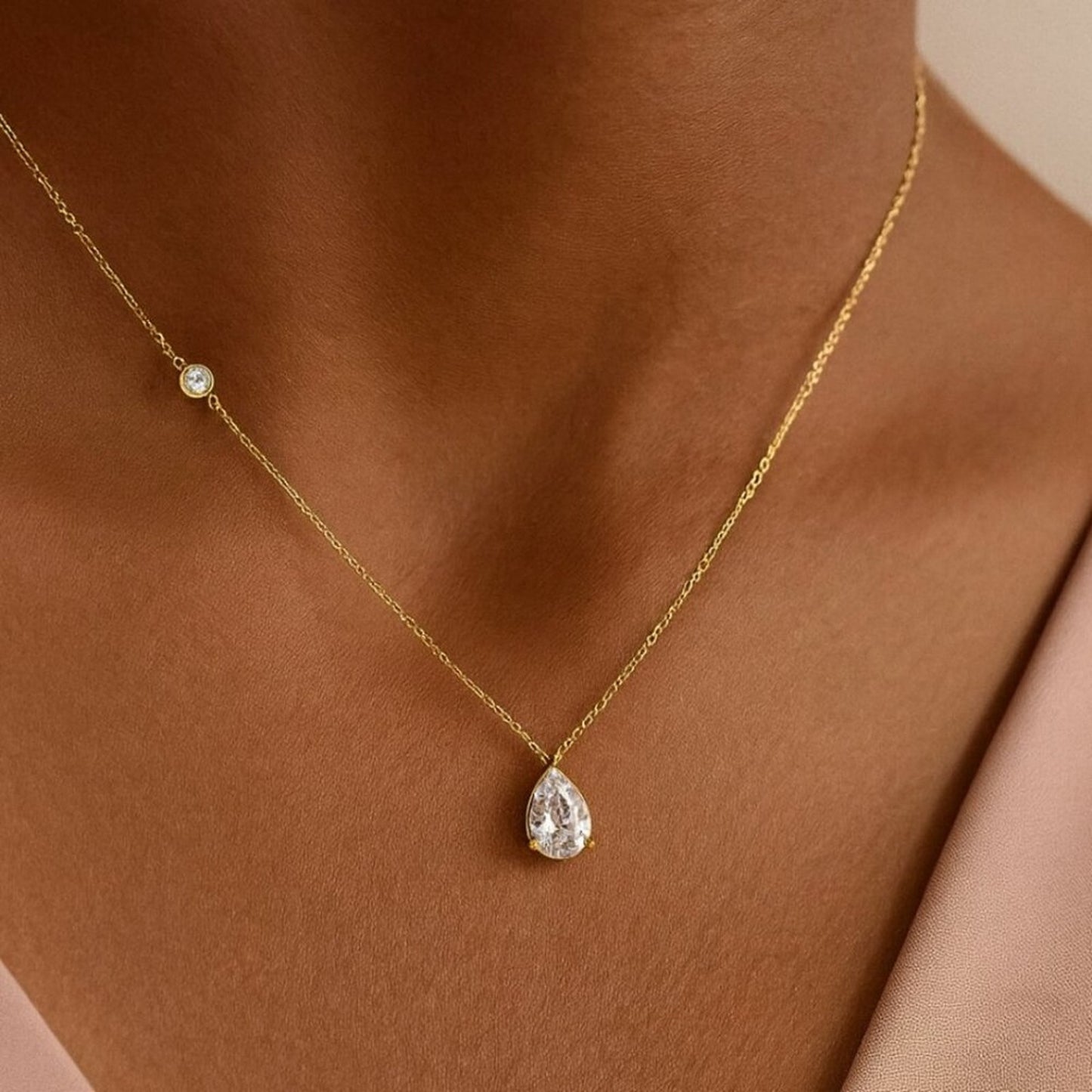 "Meredith" Lab Diamond Teardrop Necklace