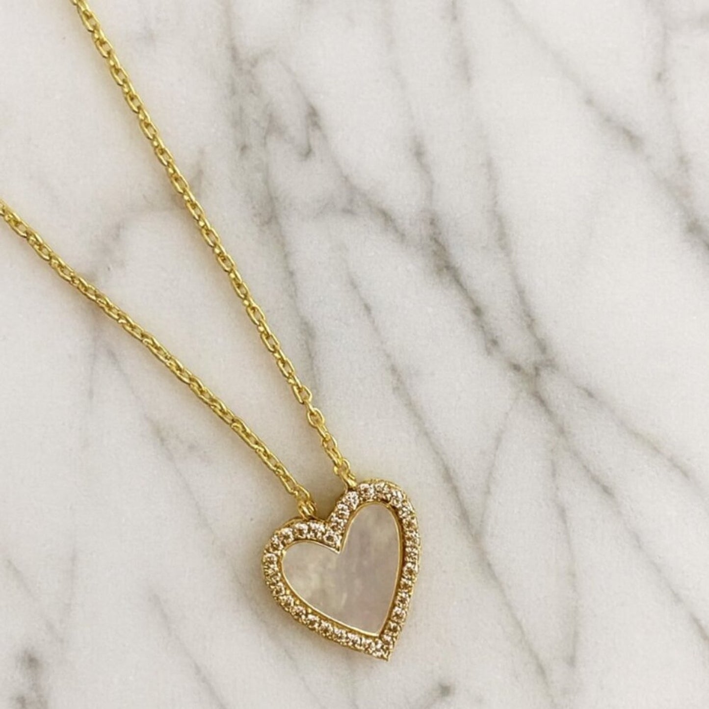 "Alessia" Pearlescent Heart Necklace