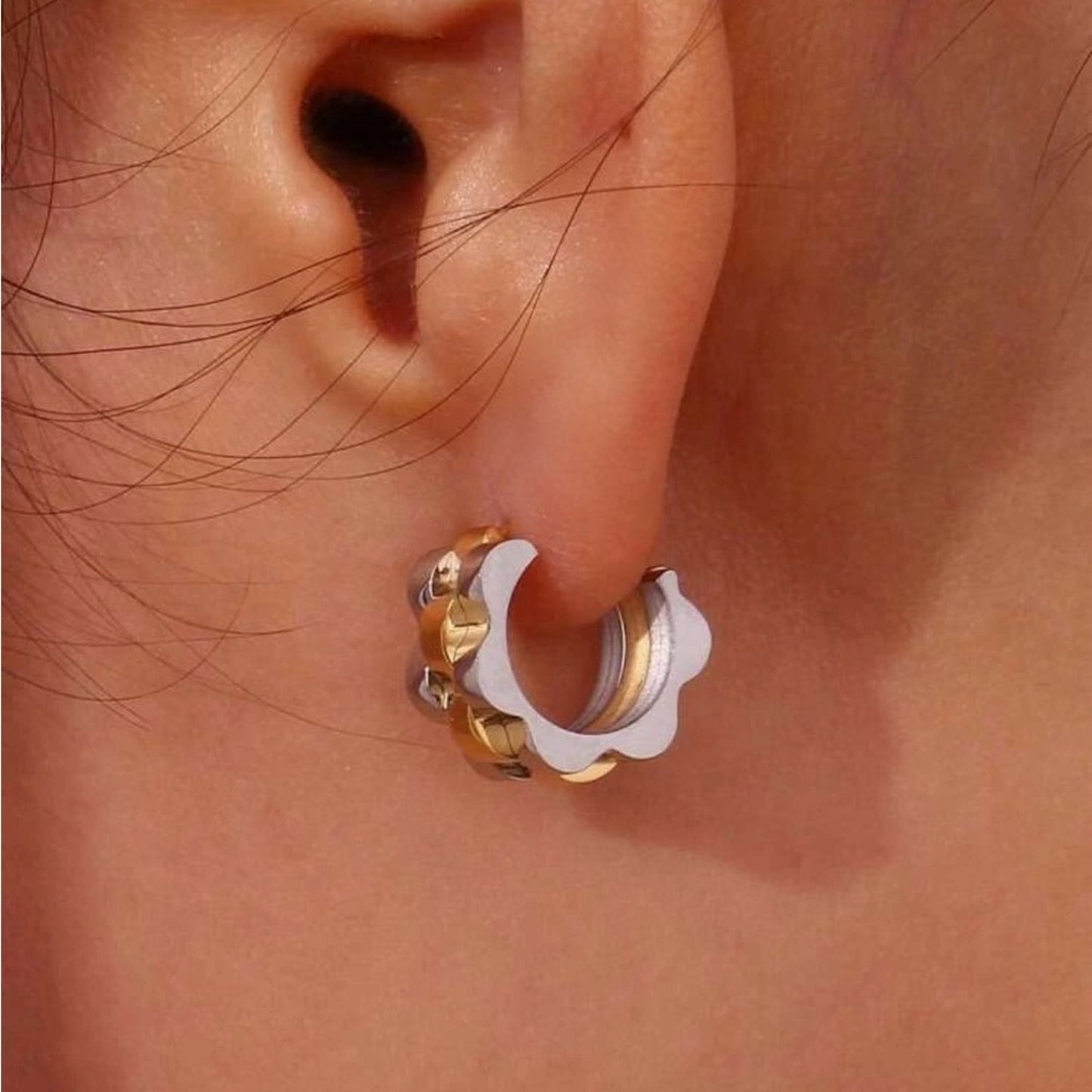 REVOLVE Two-Toned Link Hoop Earrings