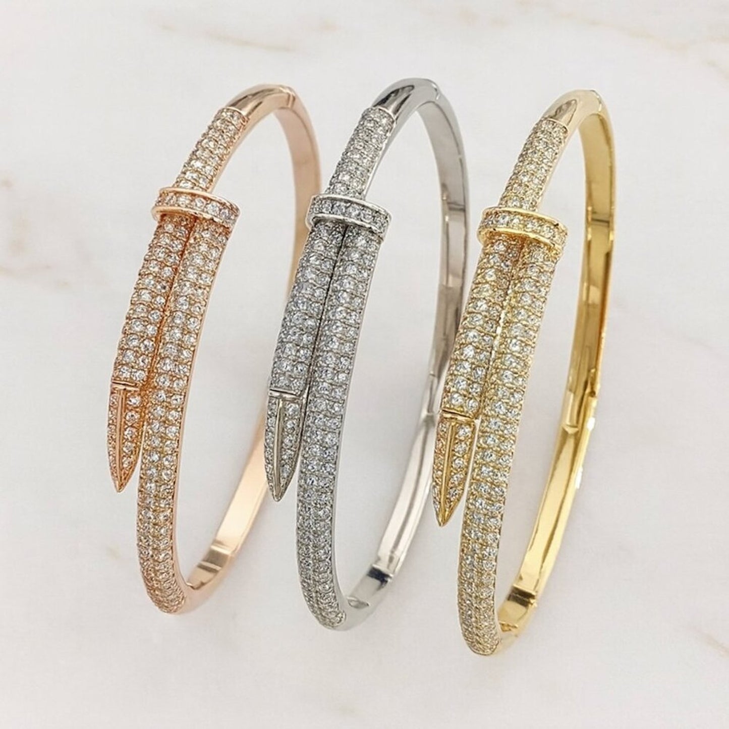 "Samara" Luxury Pavé Nail Head Cuff Bracelets
