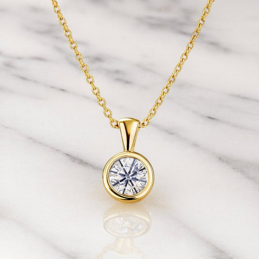 "Esther" Lab Diamond Round Pendant Necklace