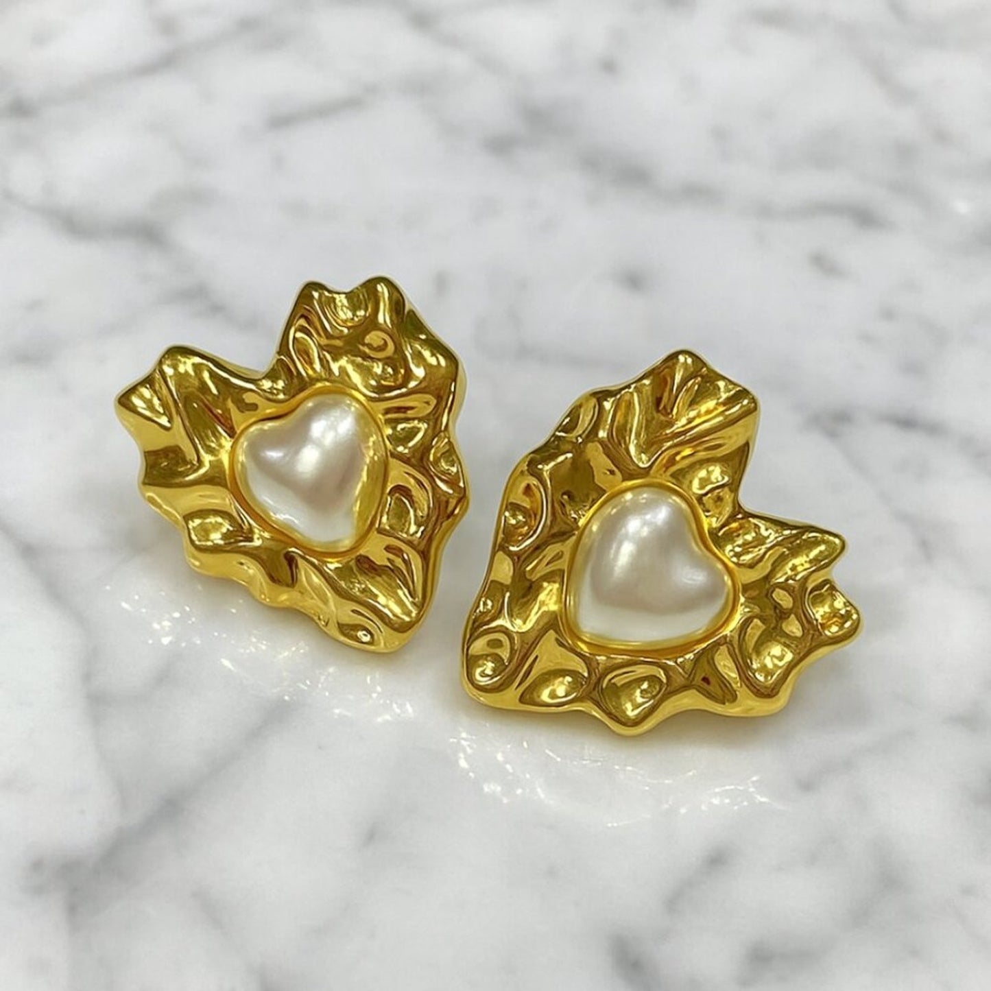 "Winslow" Heart Pearl Waterproof Earrings