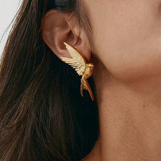 “Hello Birdie” 18K Vintage Inspired Gold Bird Earrings