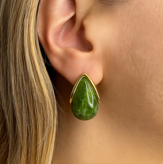 Anthro 18K Green Petra Mini Drop Earrings