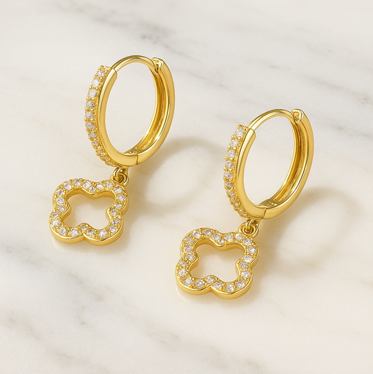 “Ireland” ✨ Clover Petite Drop Hoop Earrings