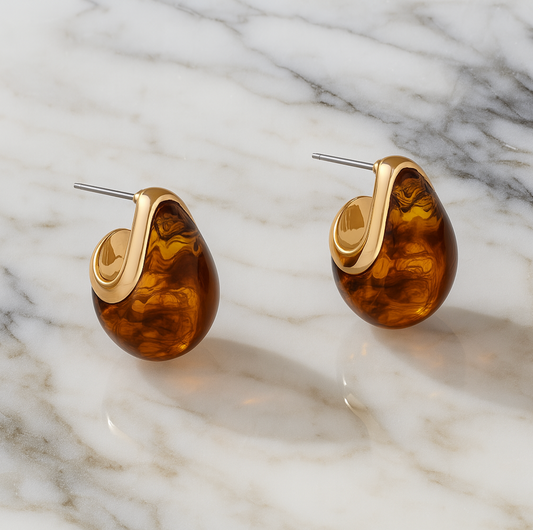 Tortoise Petra Mini Drop 18K Gold Plated Earrings